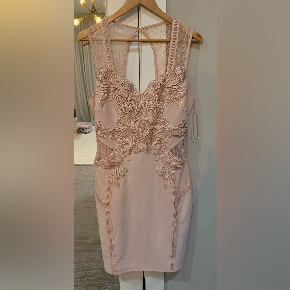Lipsy Blush Pink  Lace Embellished Dress Size 12 NWT